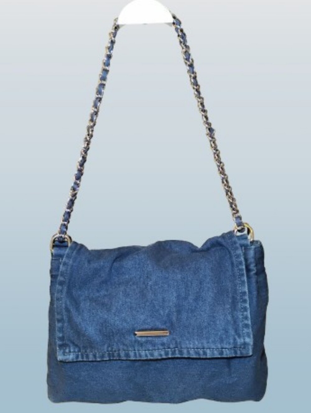 NEW Denim Chain-Handle Shoulder/Crossbody Bag - Blue SHW
